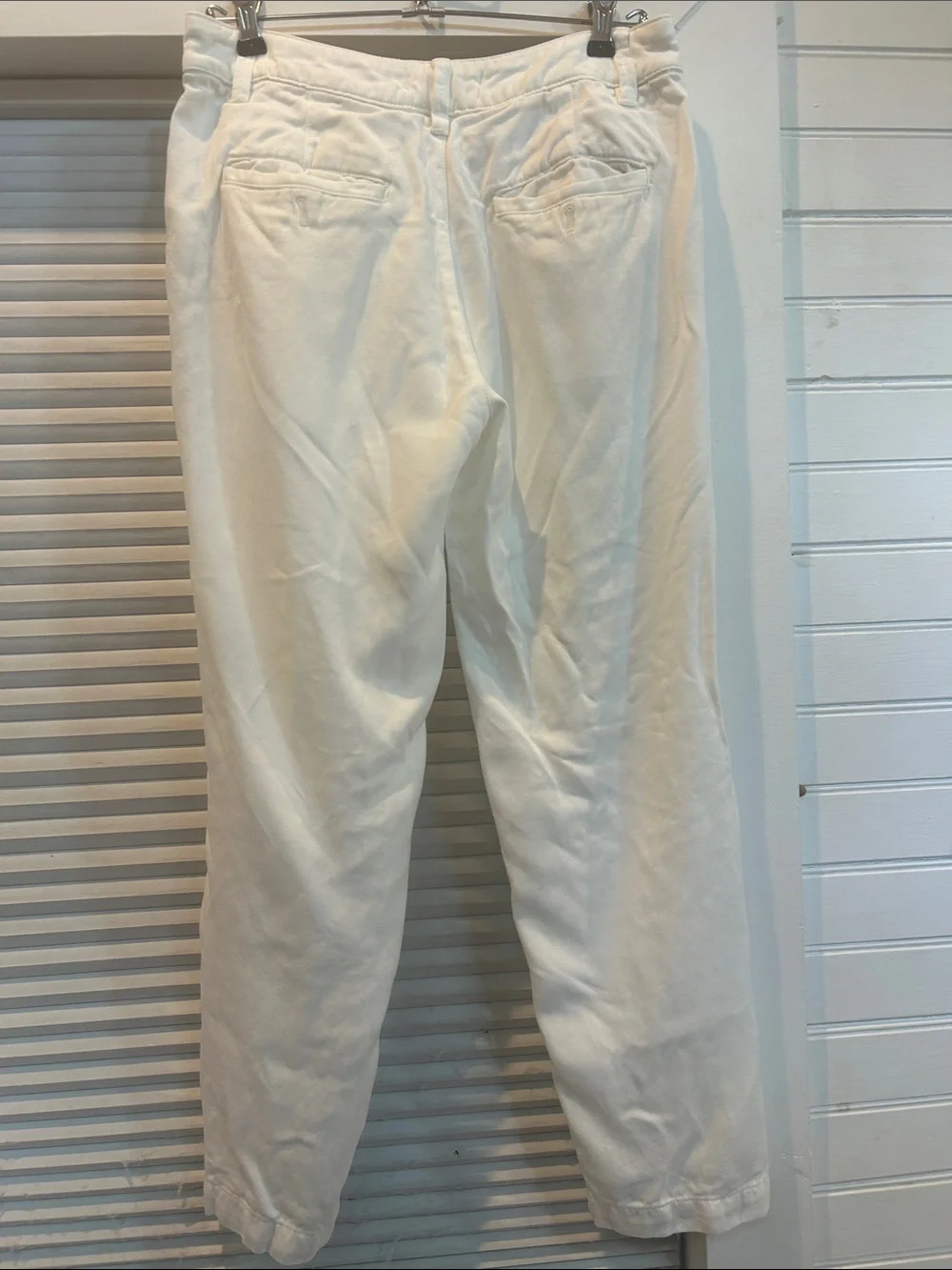 by Anthropologie Pleated Trouser Cream Lyocell Cropped Straight Leg Pants Sz 26